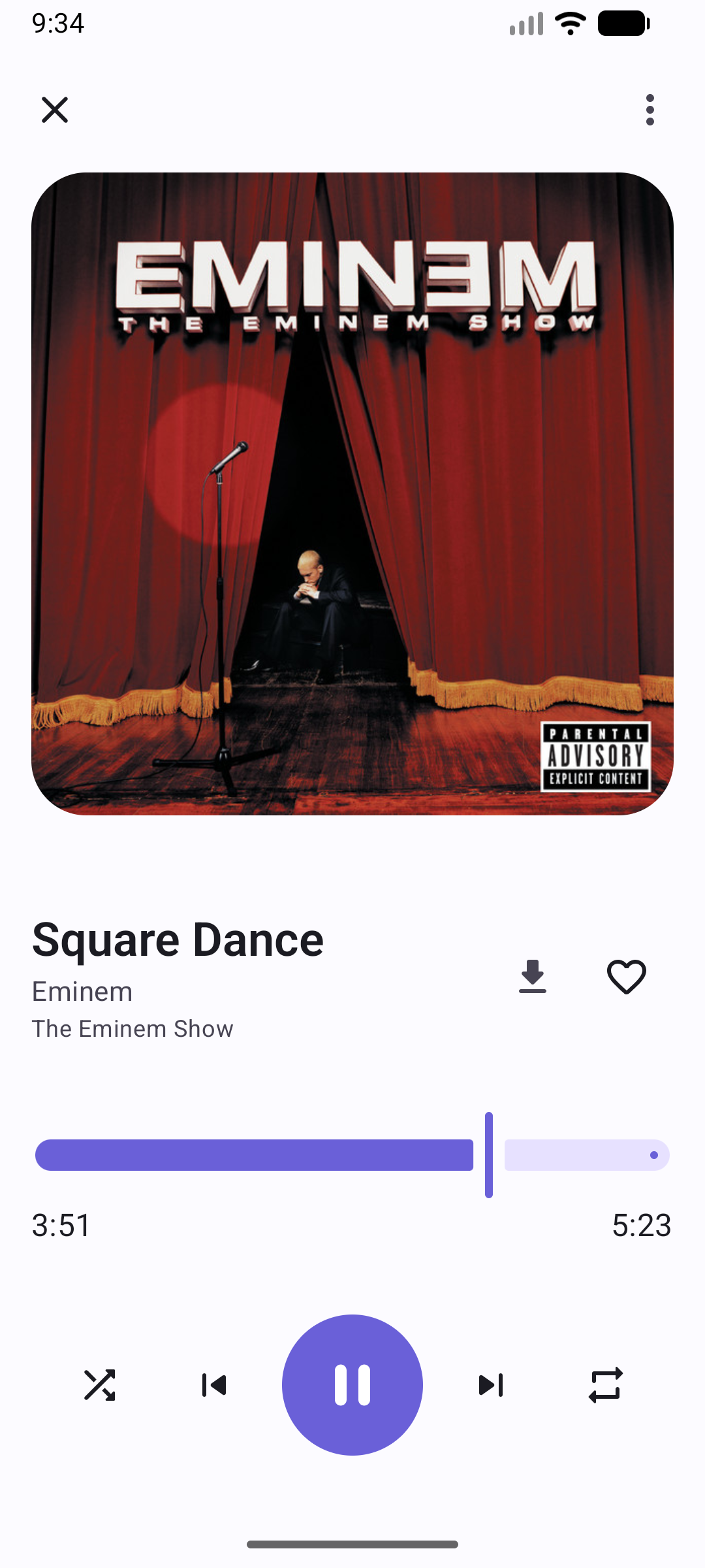 Podpolye player screen for Square Dance by Eminem